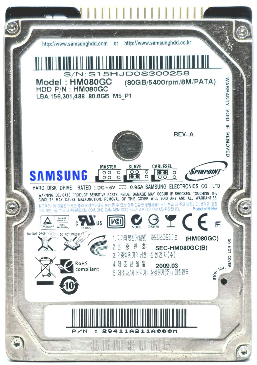 Samsung HM080GC/DOM - 80GB 5.4K RPM IDE PATA EIDE ATA 2.5
