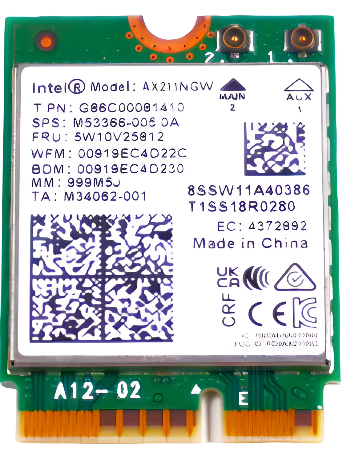 M53363-001 - Intel AX211NGW Wi-Fi 6E Bluetooth 5.3 Wireless Card