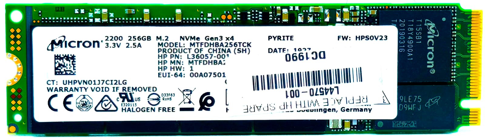 HP L85354-002 - 256GB NVMe PCIe Gen3 x4 M.2 2280 SSD for Latitude XPS Precision HP EliteBook ProBook ThinkPad Ideapad