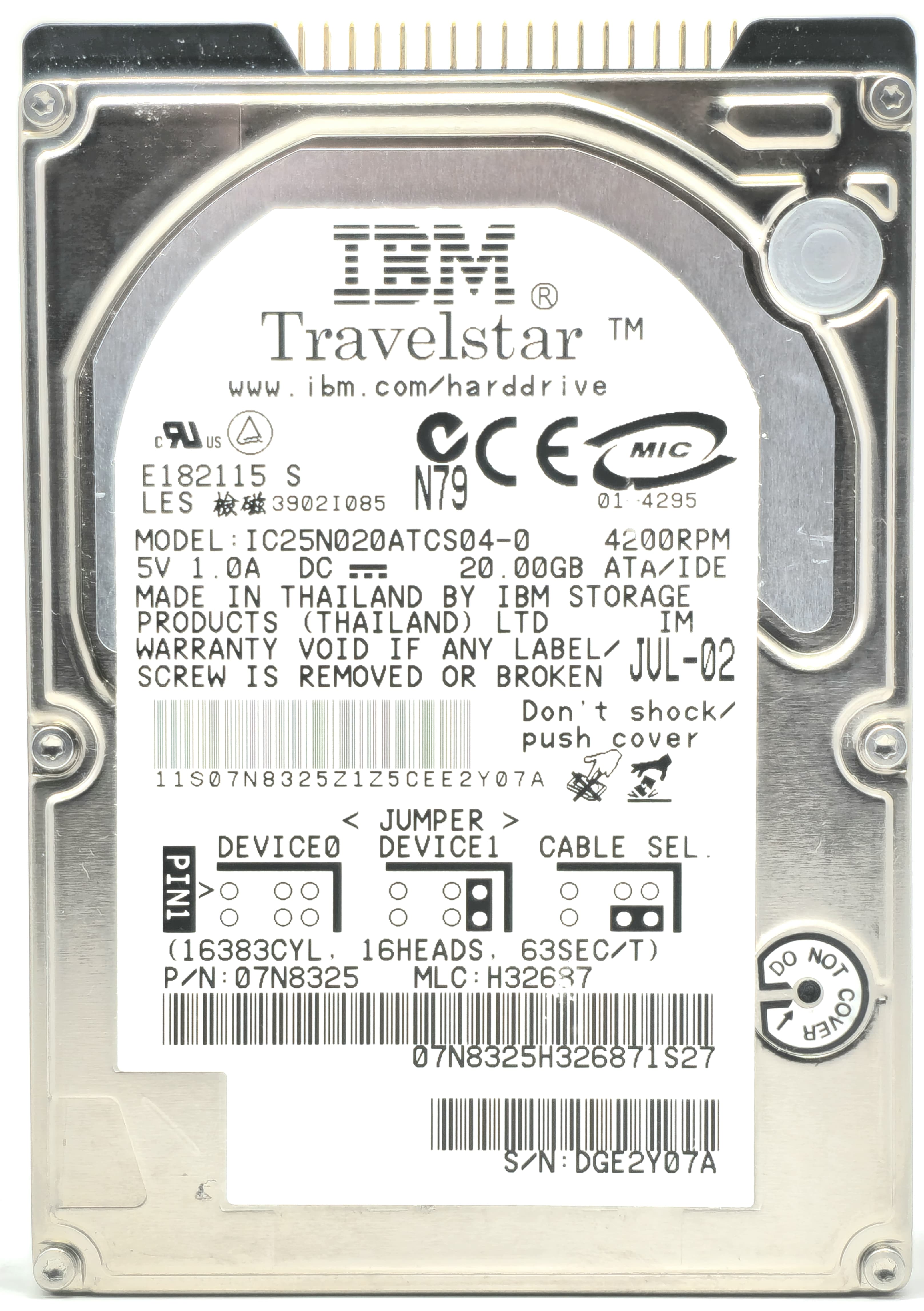 13G1811 - 20GB 4.2K RPM IDE PATA ATA 2.5" Laptop Hard Drive