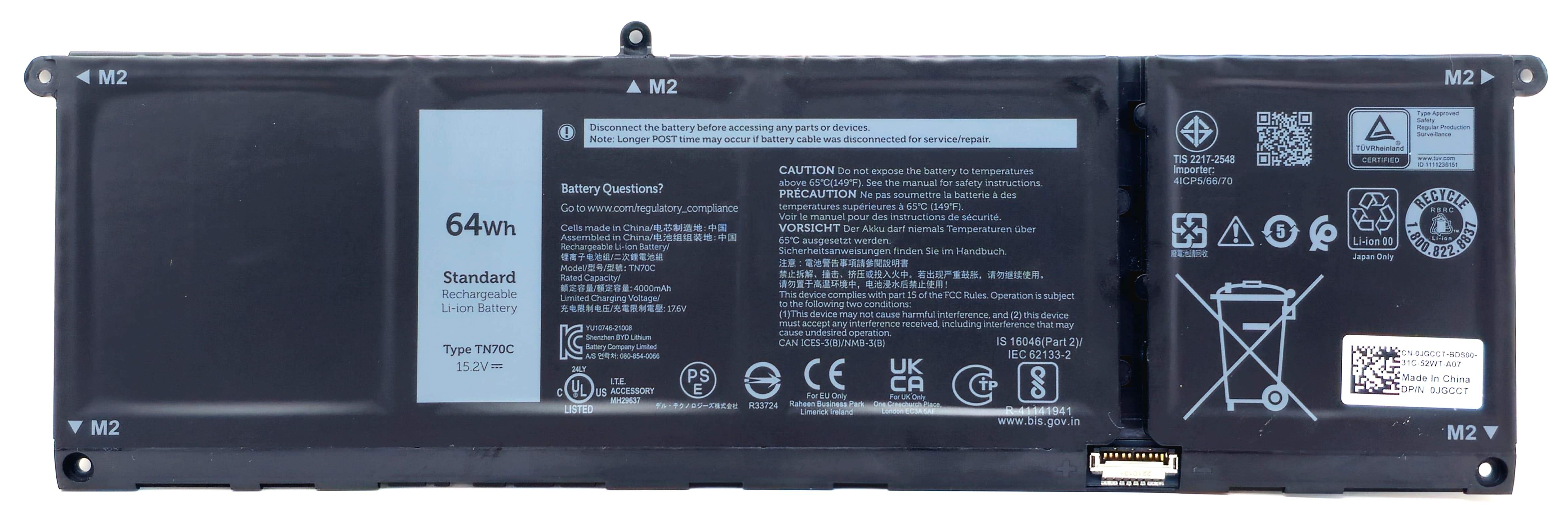 4ICP5/66/70 - 4-Cell 64Wh 15.2V 4000mAh Replacement Battery for Inspiron 5310 5510 5515 5518 Latitude 3520 Vostro 5515 5410 5415