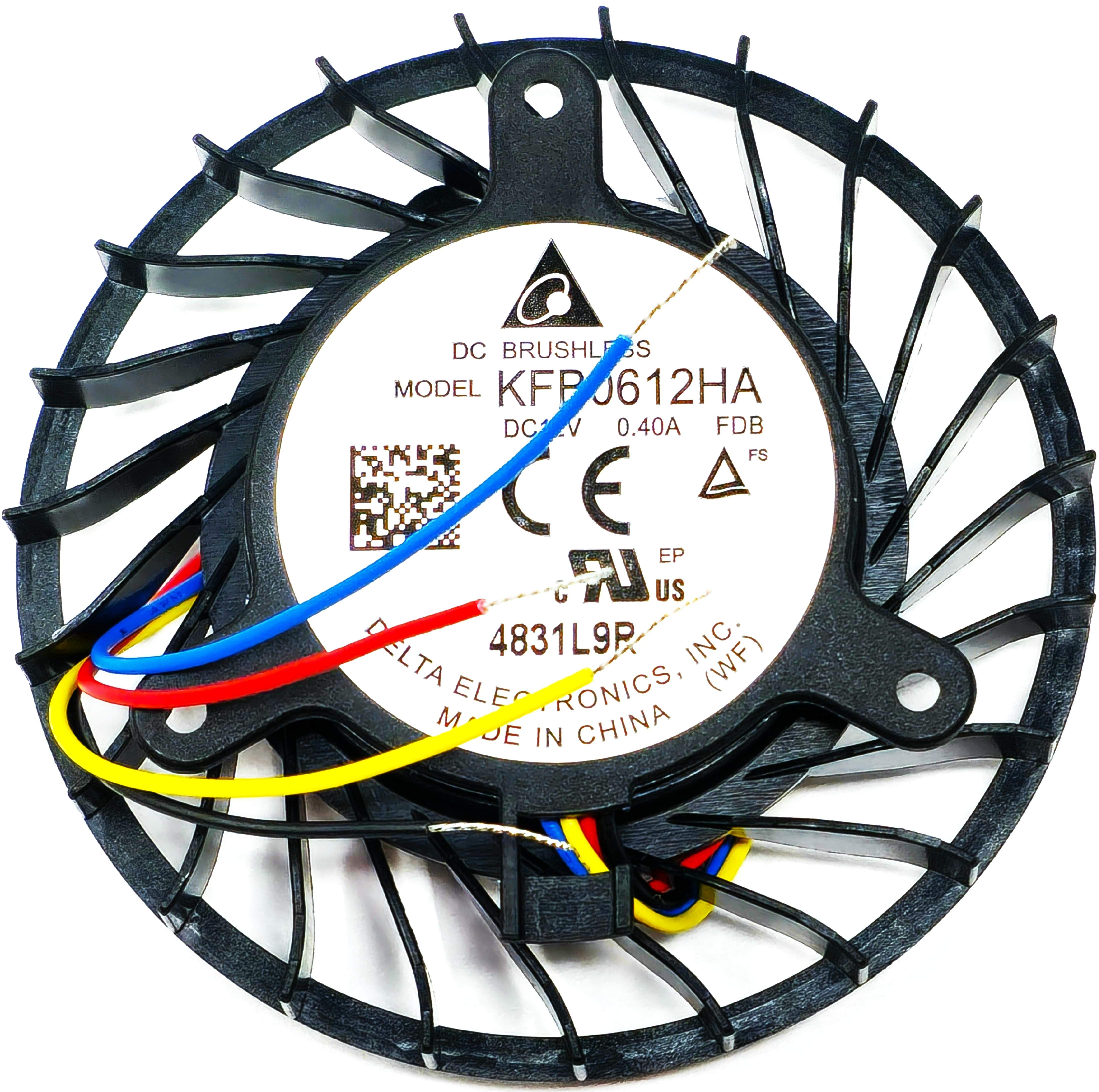 Delta KFB0612HAFDB - 60x15mm DC12V 0.40A 1.6W 4-Lead Wires Round