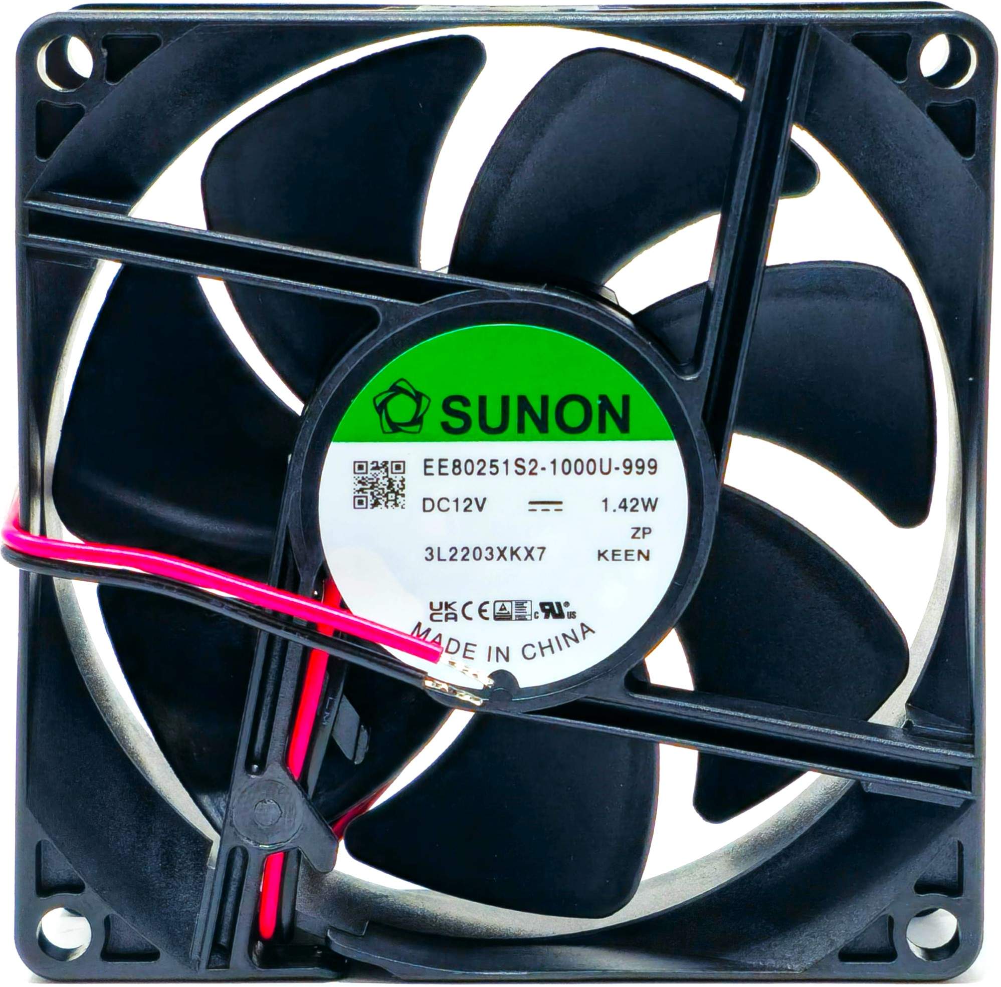 Sunon  EE80251S2-1000U-999 - 80x80x25mm 8025 DC12V 0.11A 1.42W 2-Lead Wires Tubeaxial Cooling Fan