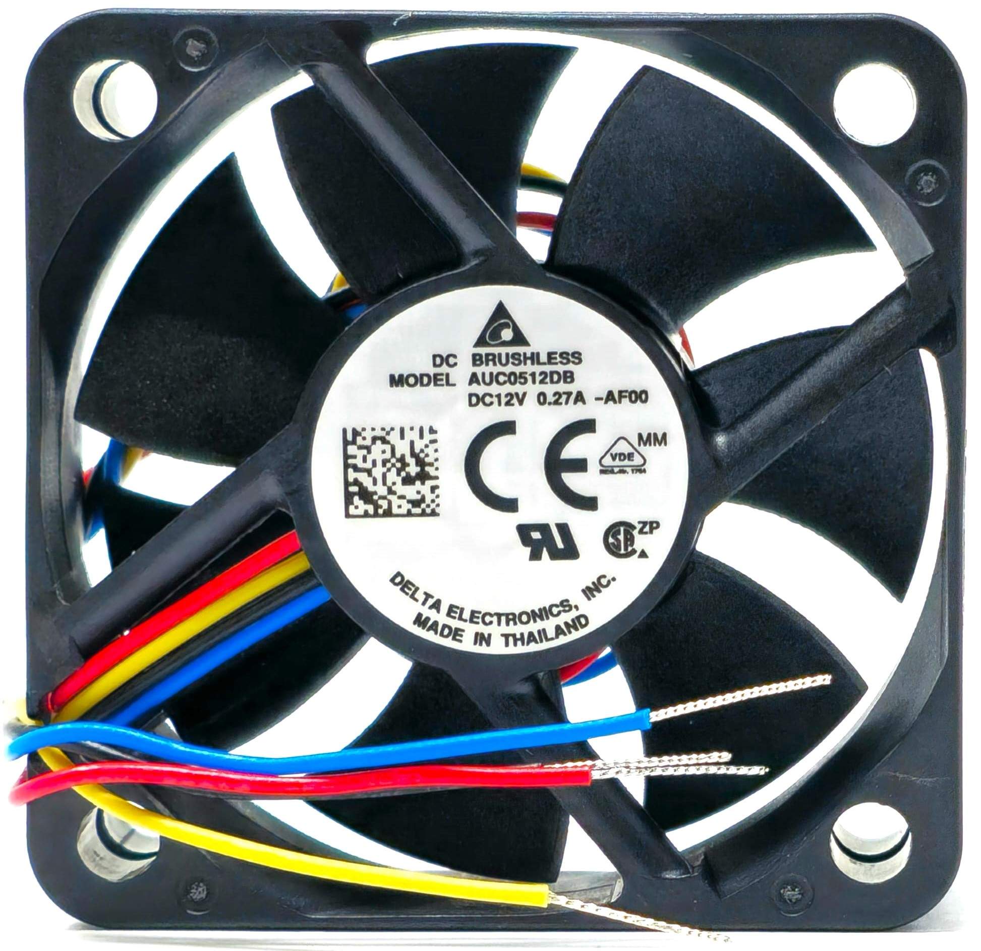 Delta AUC0512DB - 50x50x15mm DC12V 0.27A 4-Wire Leads Axial Cooling Fan