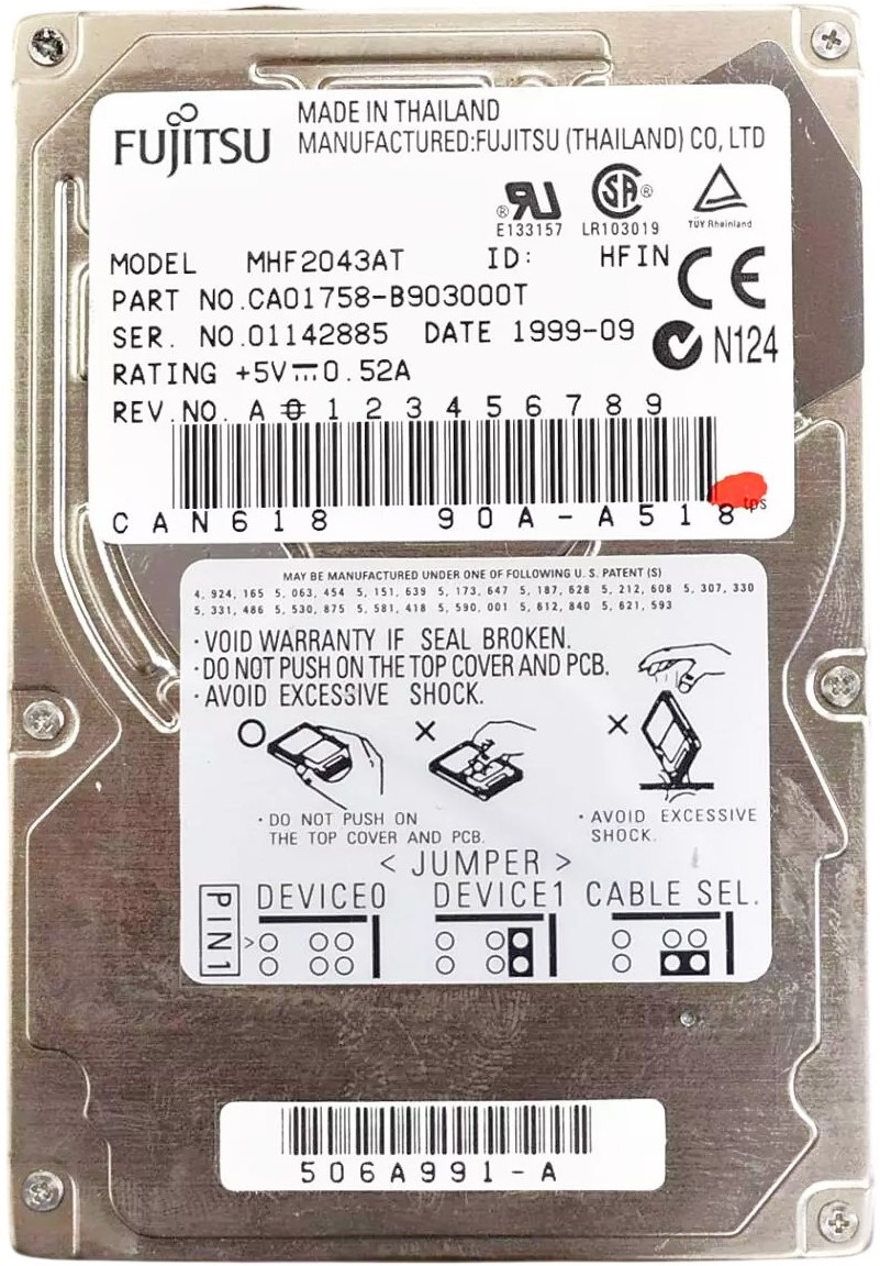 Fujitsu MHF2043AT - 4.3GB 4.2K IDE 2.5" Hard Disk Drive (HDD)
