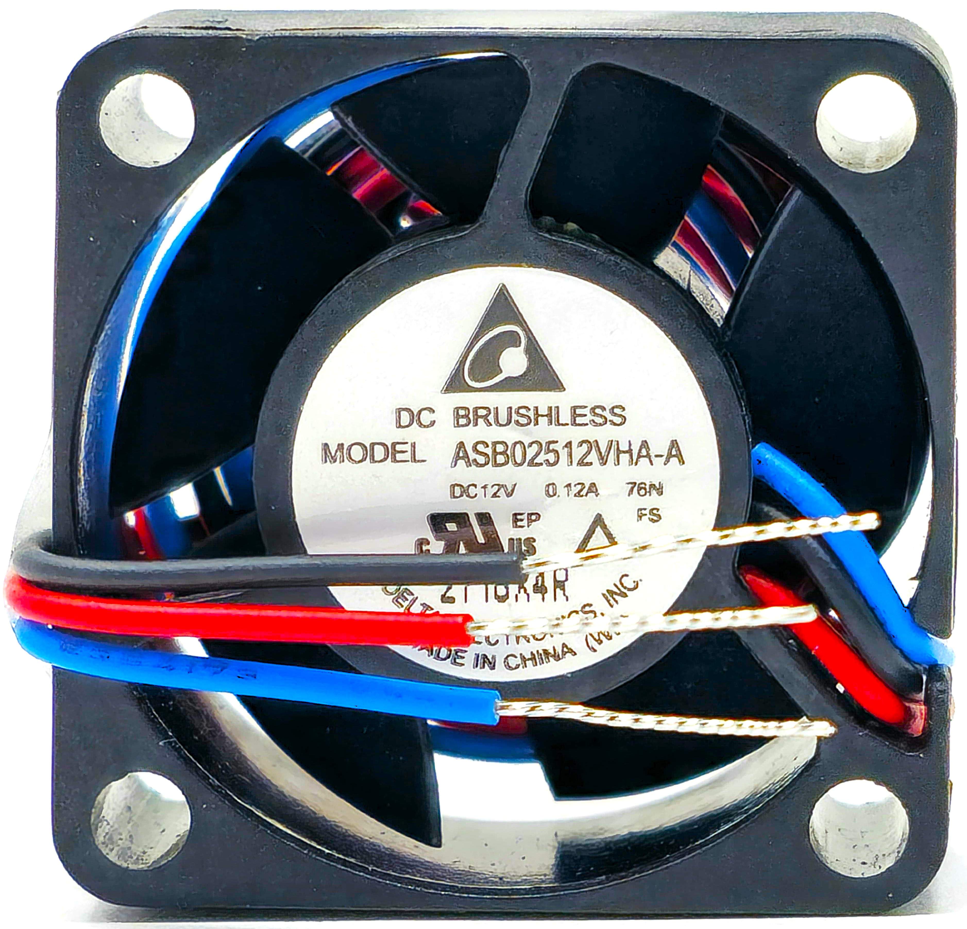 Delta ASB02512VHA-A - 25x25x10mm 2510 DC12V 0.12A 1.44W 3-Lead Wires Tubeaxial Cooling Fan