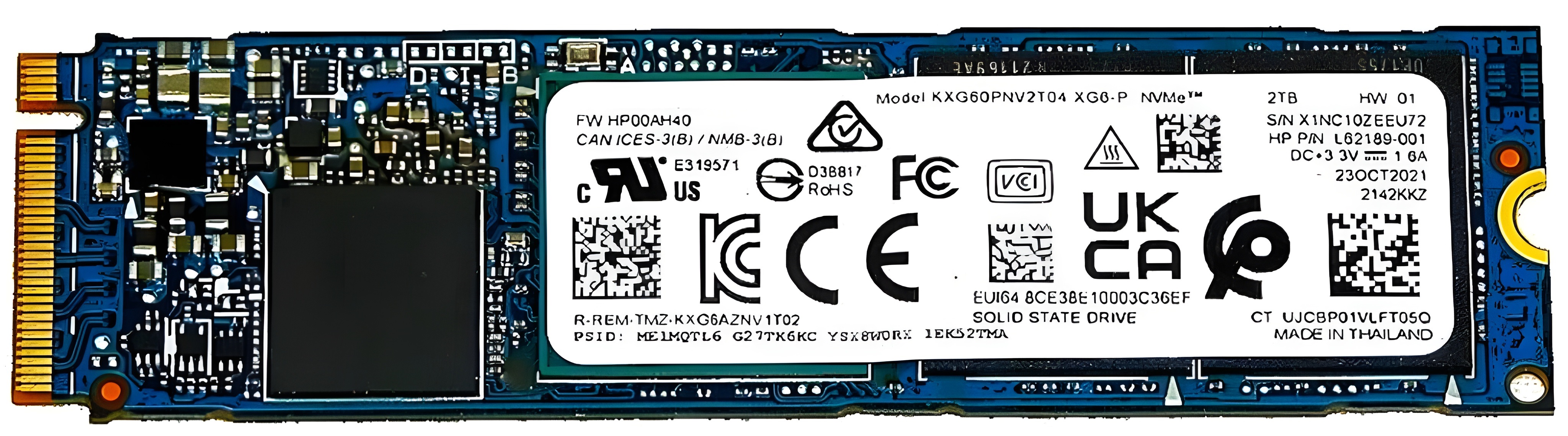 L62189-001 - 2TB NVMe PCIe Gen3 x4 M.2 2280 Solid State Drive (SSD)