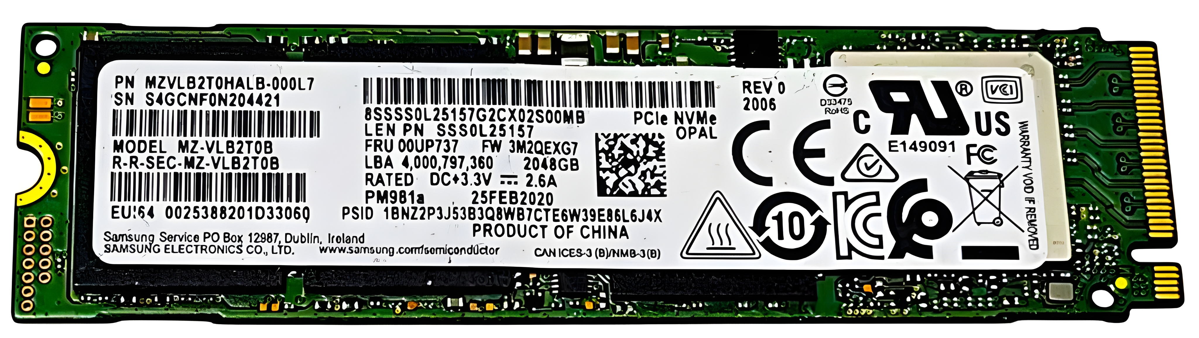 MHG36 - 2TB NVMe PCIe Gen3 x4 M.2 2280 Solid State Drive (SSD)