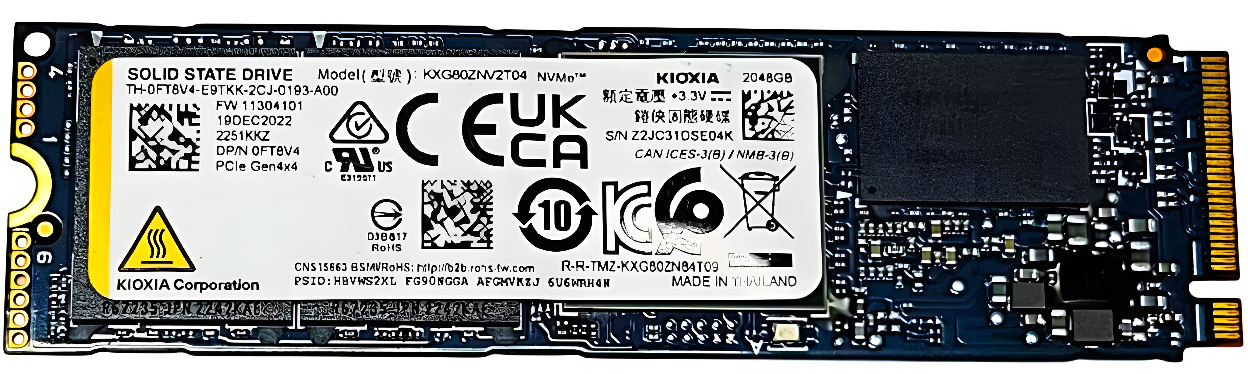 KXG80ZNV2T04 - 2TB NVMe PCIe Gen4 x4 G4 M.2 2280 Solid State Drive (SSD)