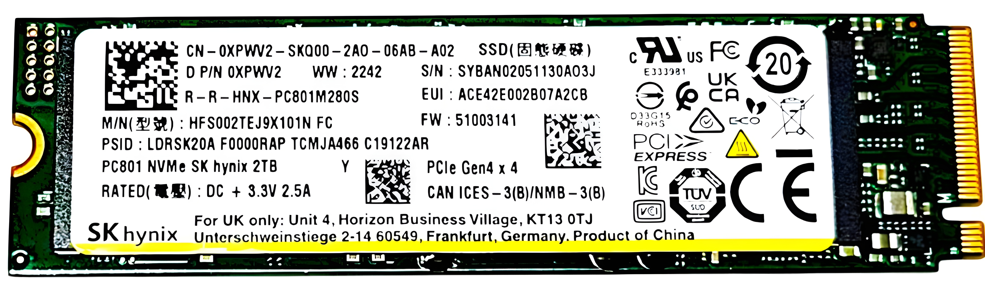 HFS002TEJ9X101N - 2TB NVMe PCIe Gen4 x4 G4 M.2 2280 Solid State