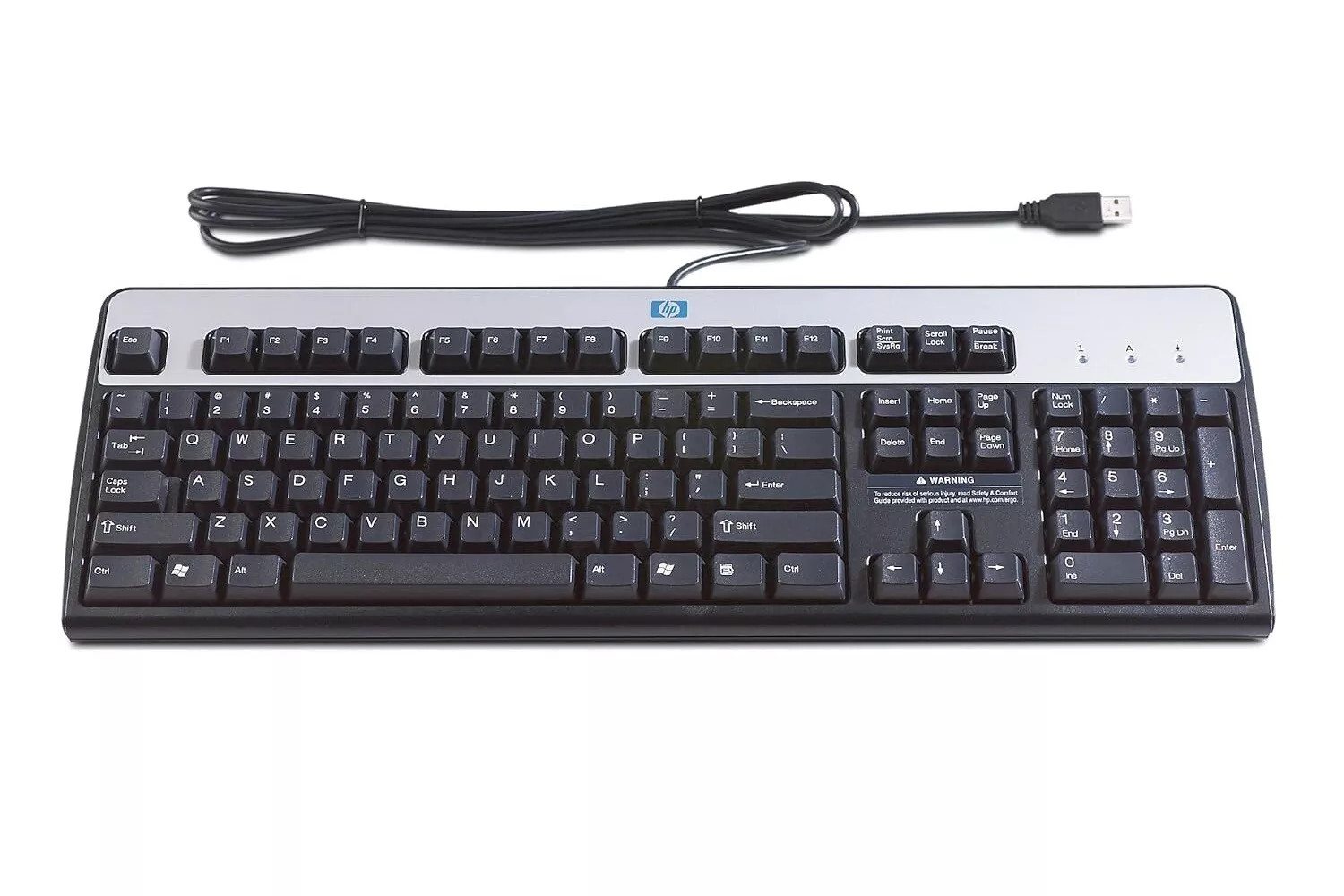 434821-002 - USB Standard Keyboard Black/Silver Wired 104-Key Spill-Resistant Full-Size with Tilt Legs 434821-002 - USB Standard Keyboard Black/Silver Wired 104-Key Spill-Resistant Full-Size with Tilt Legs