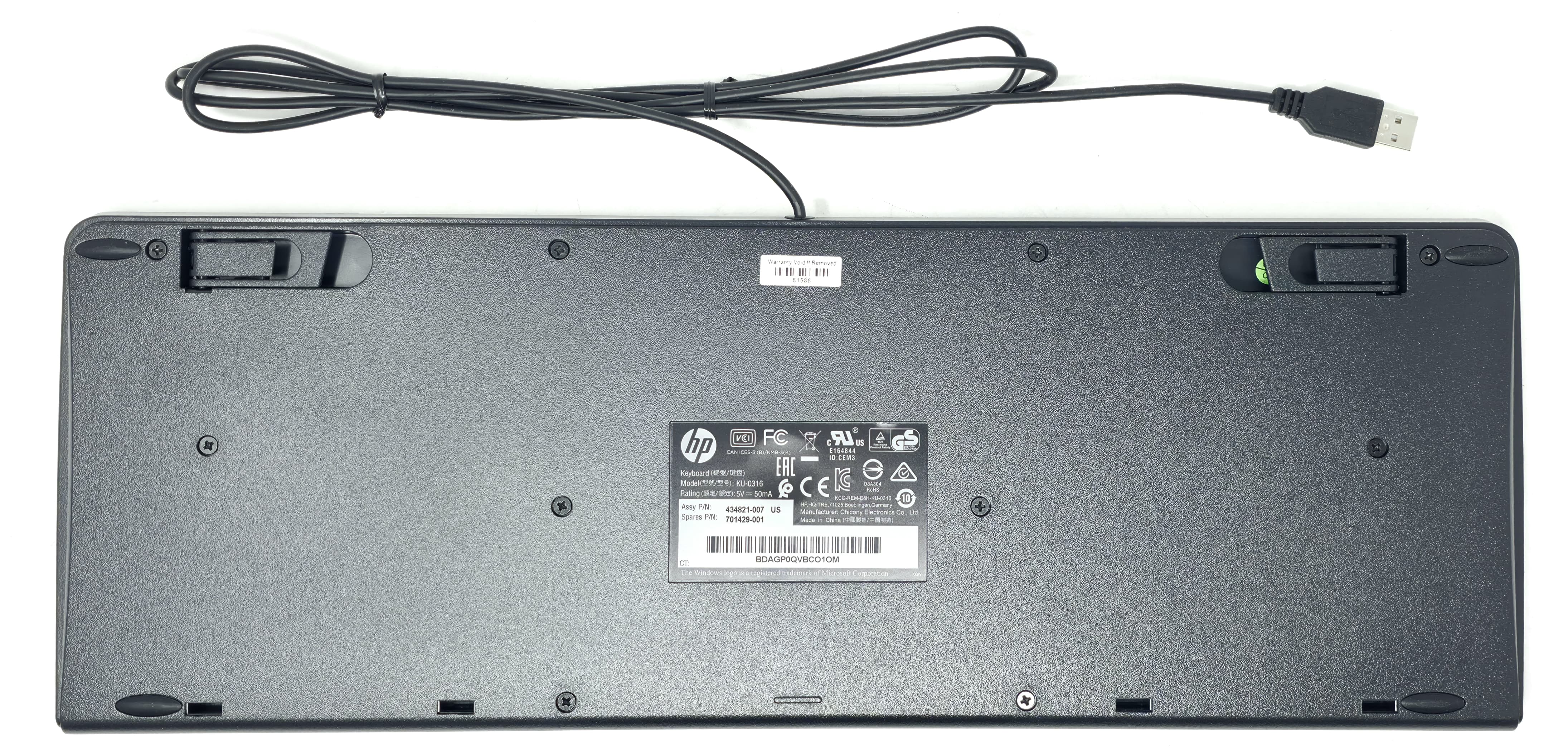 434821-007 - USB Standard Keyboard Black/Silver Wired 104-Key Spill-Resistant Full-Size with Tilt Legs