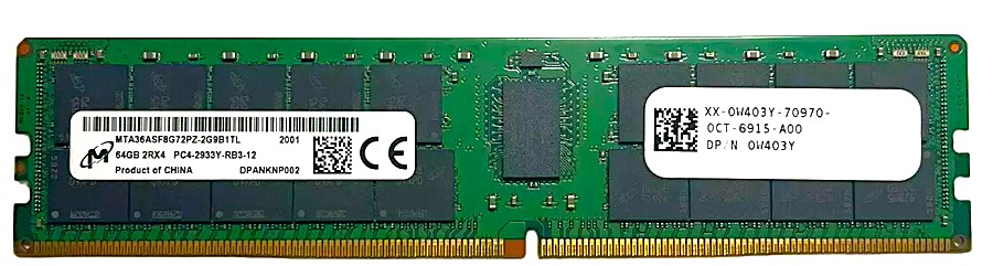 MTA36ASF8G72PZ-2G9B1TL - 64GB DDR4-2933Y PC4-23400 2Rx4 ECC Registered RDIMM 1.2V Server Memory Module