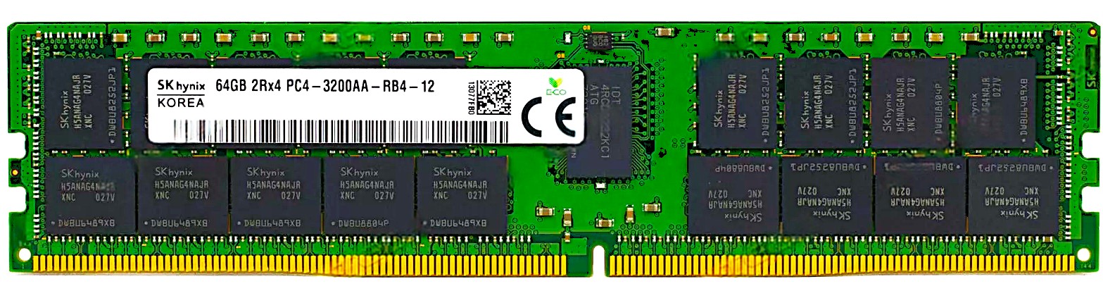 03GX998 - 64GB DDR4-3200AA PC4-25600 2Rx4 ECC Registered RDIMM 1.2V Server Memory Module