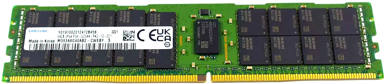 M393A8G40AB2-CWEGY - 64GB DDR4-3200AA PC4-25600 2Rx4 ECC Registered RDIMM 1.2V Server Memory Module