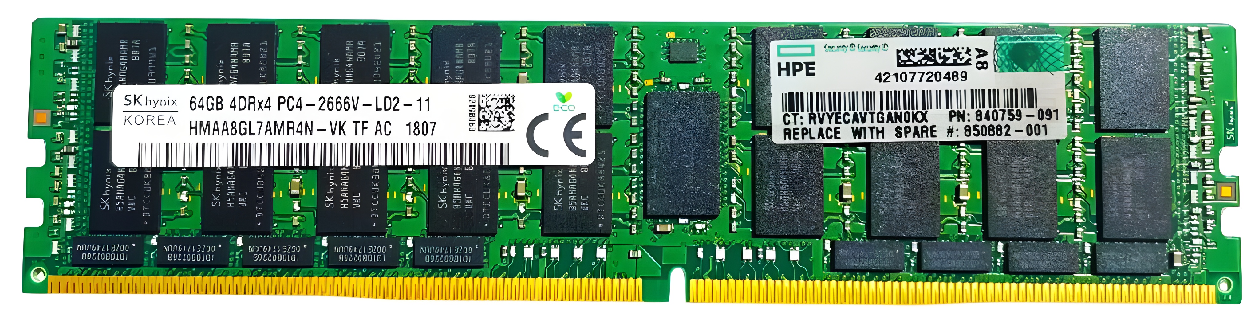 850882-001 - 64GB DDR4-2666V PC4-21300 4DRx4 ECC Registered LRDIMM Server Memory