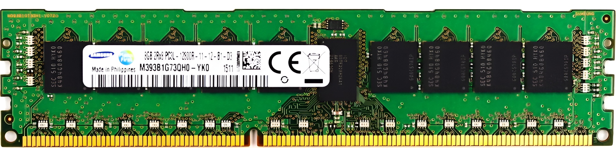 M393B1G73QH0-YK0 - 8GB 2Rx8 PC3-12800R DDR3-1600 ECC Registered RDIMM Server Memory