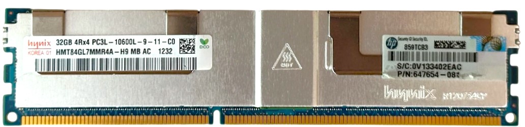 HMT84GL7MMR4A-H9 - 32GB PC3L‑10600L (DDR3‑1333) 4Rx4 ECC LRDIMM Server Memory
