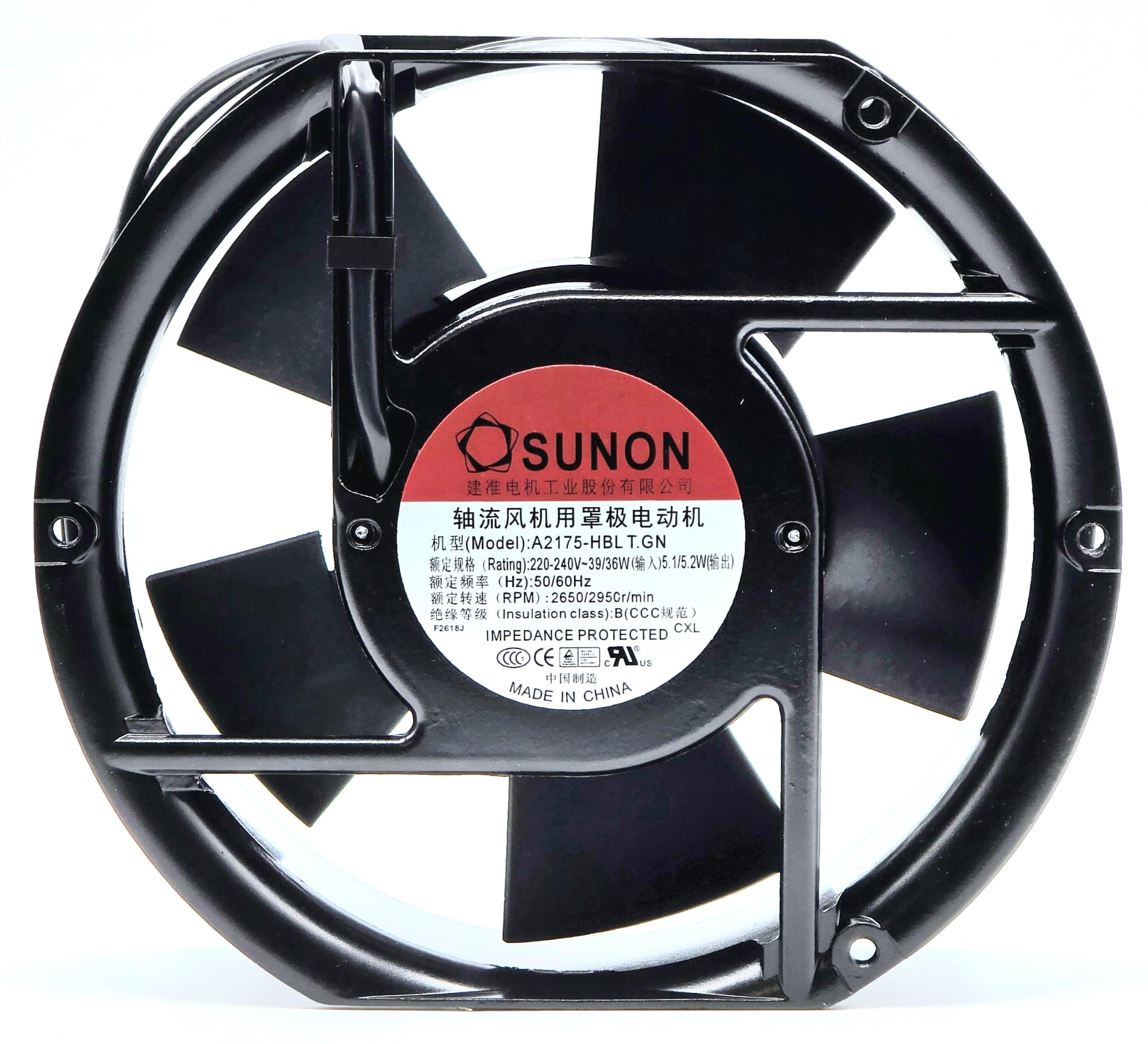 A2175-HBL - 171x151x51mm 220-240VAC 39/36W 2-Lead Wires AC High-Speed Ball Bearing Axial Cooling Fan