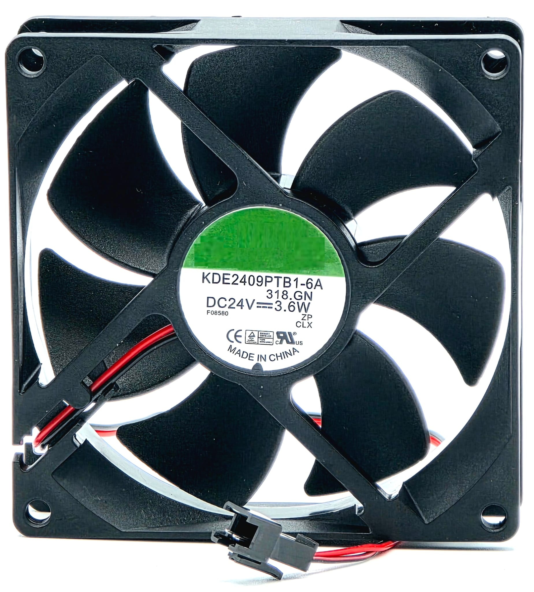 KDE2409PTB1-6A - 92x92x25mm 9225 DC24V 3.6W 2-Wire 2-Pin Connector Ball Bearing Cooling Fan