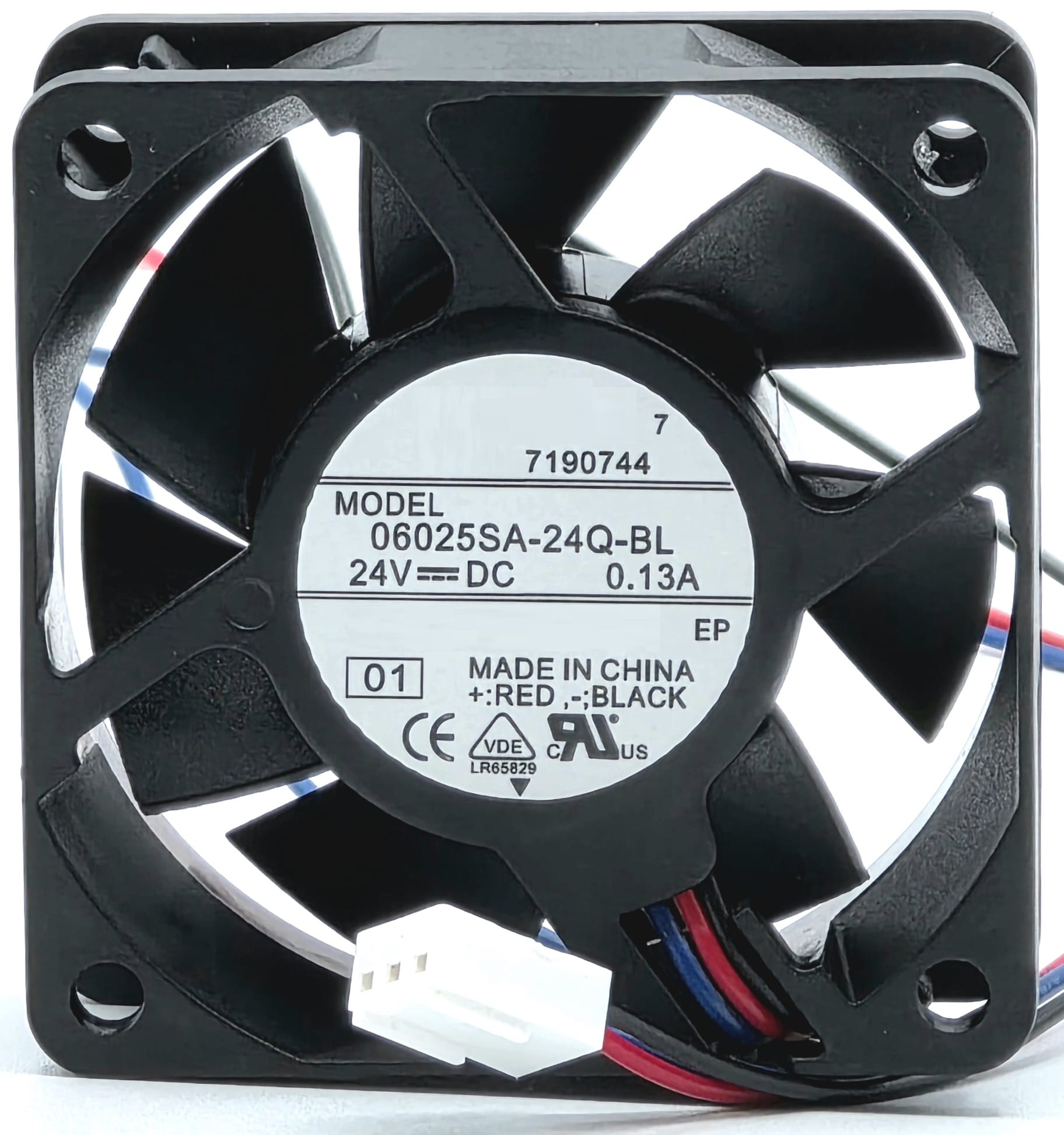 06025SA-24Q-BL - 60x60x25mm 6025 DC24V 0.13A 3-Wire 3-Pin Connector Silent Inverter Cooling Fan