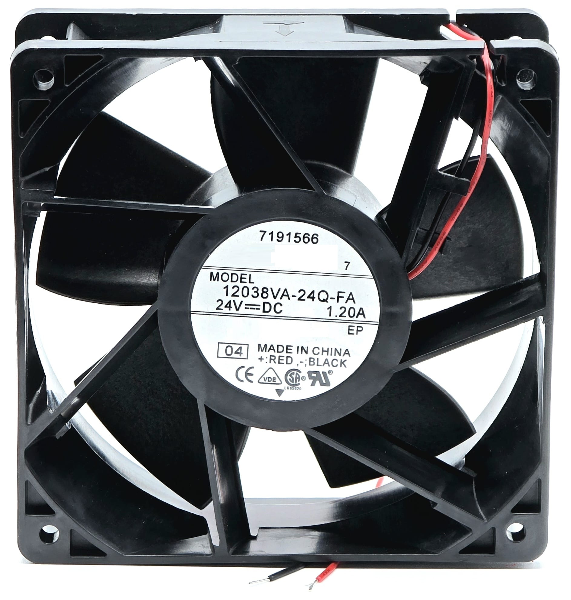 12038VA-24Q-FA - 120x120x38mm 12038 DC24V 1.20A 2-Lead Wires Connector Industrial Cooling Fan