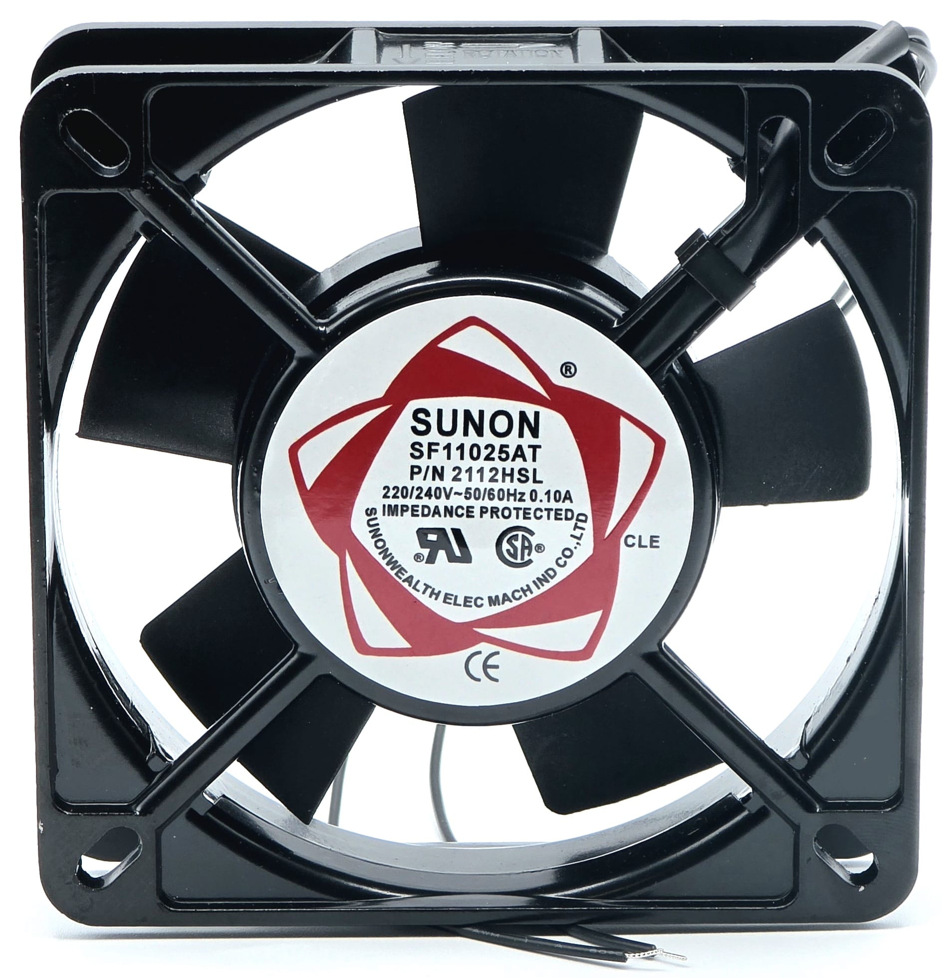 2112HSL - 110x110x25mm 11025 220-240V AC 0.10A 50/60Hz Impedance Protected Aluminum Cooling Fan