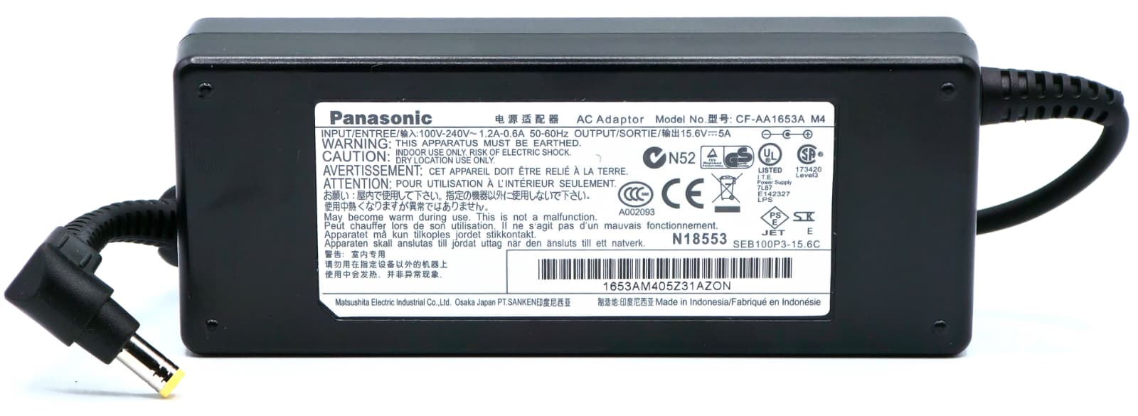 CF-AA1653A - 78W 15.6V 5A 5.5x2.5mm AC Adapter Charger for Panasonic Toughbook CF-19 CF-29 CF-30 CF-31