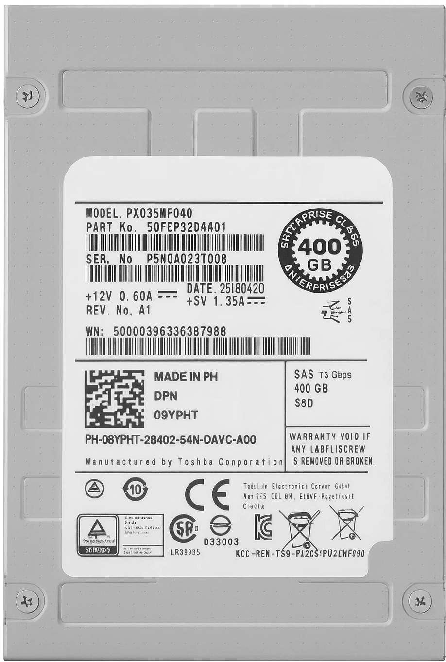 SDFCP92DAA01 - 400GB 12Gb SAS-3 2.5in Dual-Port Enterprise SSD Dual-Label PX02SMF040 for PowerEdge R630 R730 R740 PowerVault MD1420