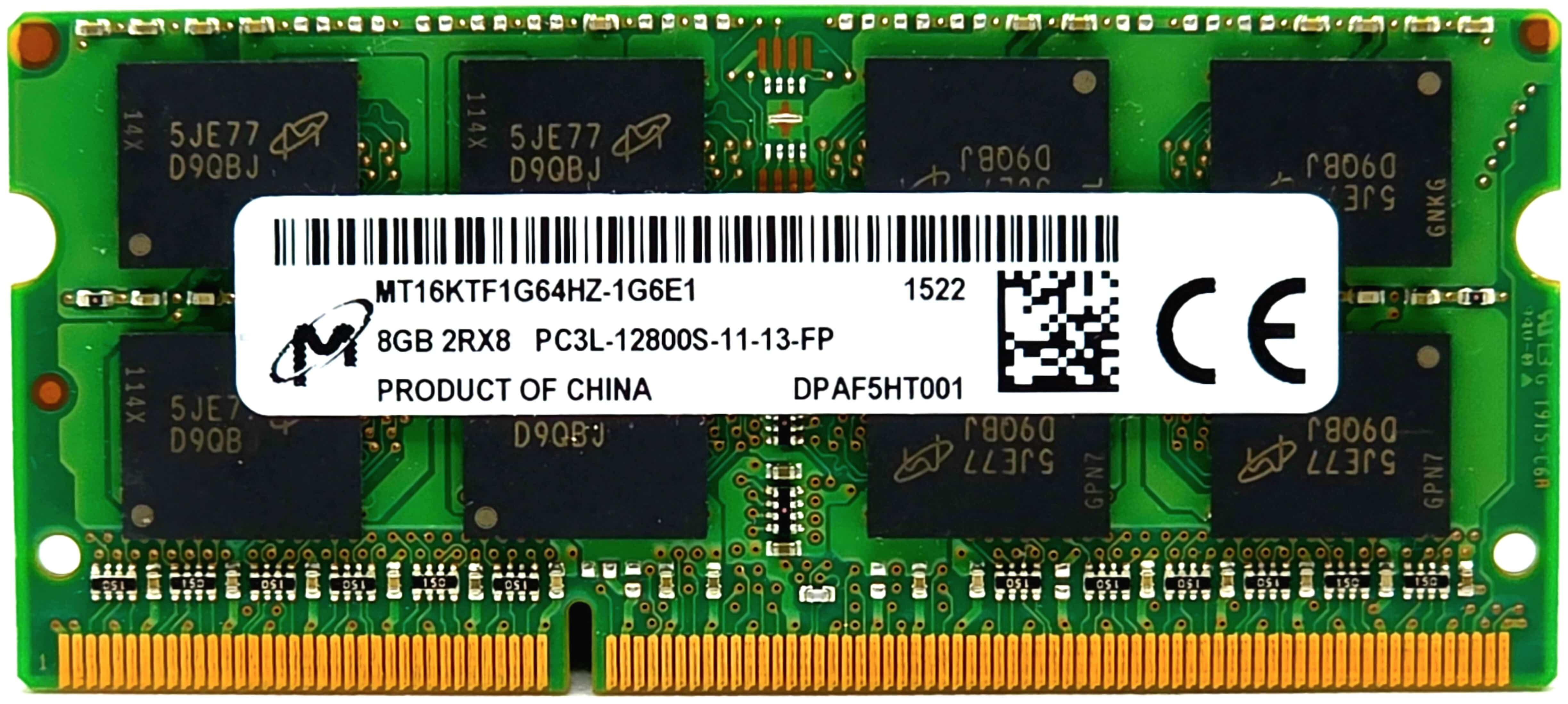 888016722 - 8GB (1x8GB) 1600Mhz PC3L-12800S DDR3-1600 204-Pin SODIMM Laptop Memory Ram