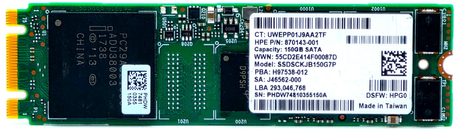 SSDSCKJB150G7 - 150GB 2280 SATA 6G Read Intensive M.2 SSD