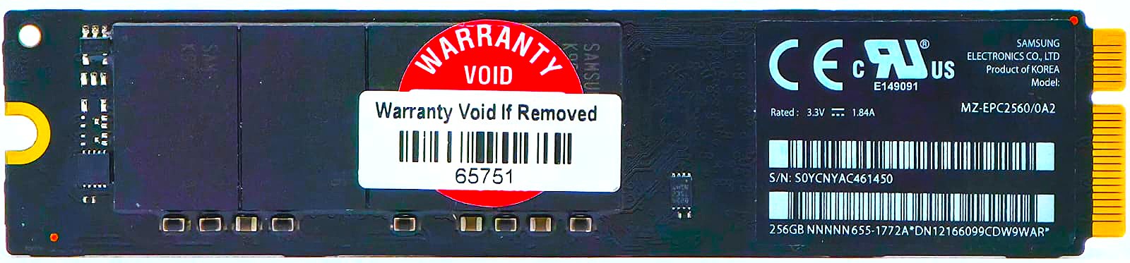 661-6620 - 256GB Apple 17+7 Pin PCIe Blade SSD for MacBook Air A1465 A1466 Mid 2012