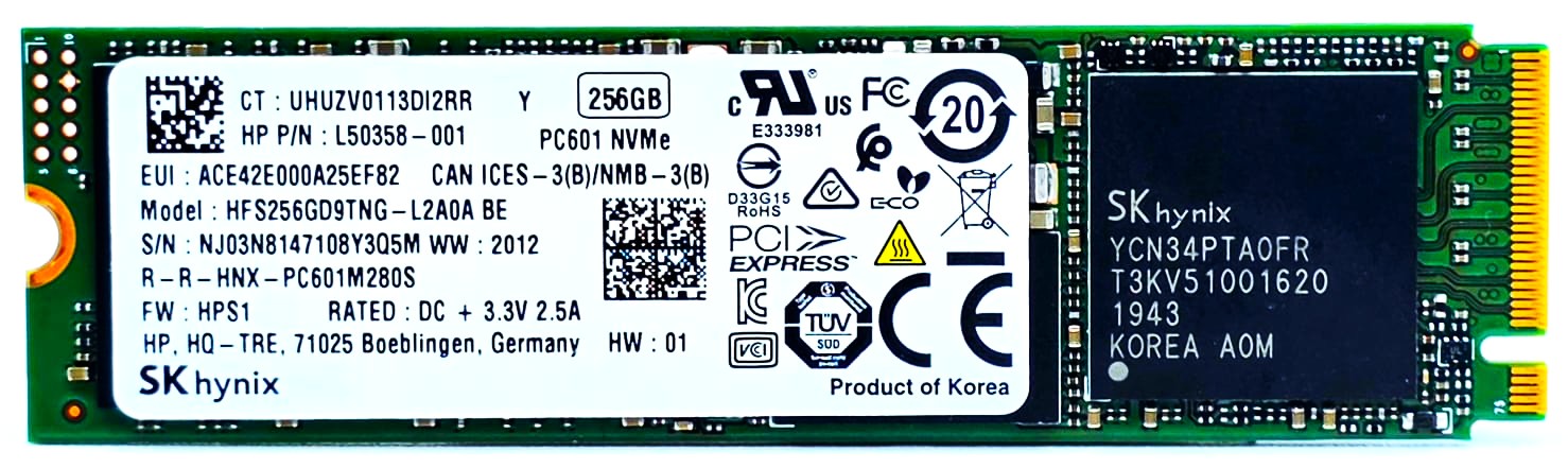 SSS0L24816 - 256GB NVMe PCIe Gen3 x4 M.2 2280 SSD for Latitude XPS Precision HP EliteBook ProBook ThinkPad Ideapad