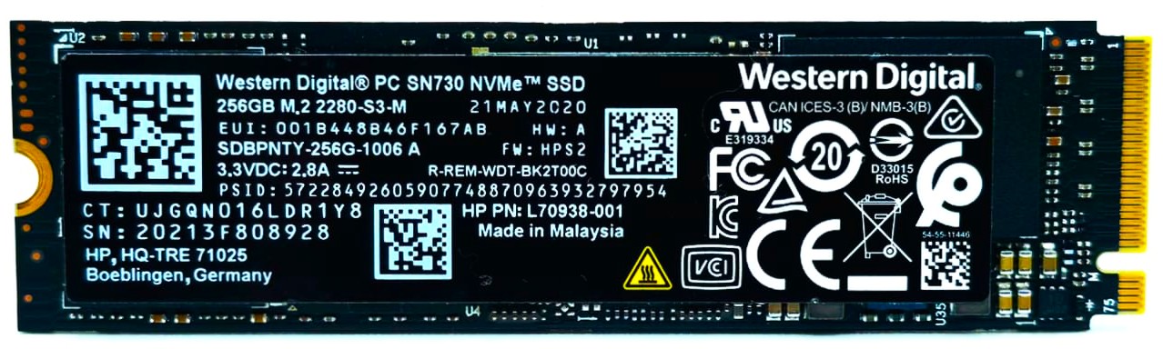 SDAQNTW-256G-1001 - 256GB NVMe PCIe Gen3 x4 M.2 2280 SSD for Latitude XPS Precision HP EliteBook ProBook ThinkPad Ideapad