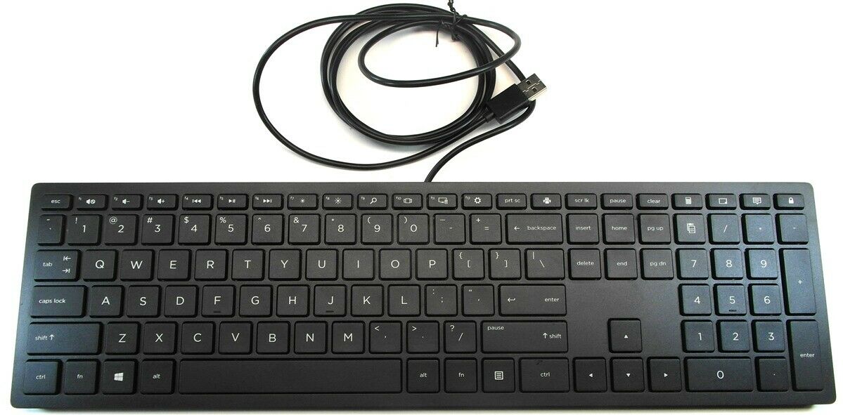 TPC-P001K - Genuine HP 104-Key Slim USB Wired Keyboard Black Model TPC-P001K for EliteDesk ProDesk EliteBook ProBook ZBook ProLiant