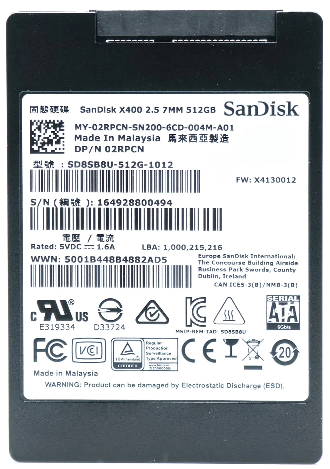 SD8TB8U-512G-1006 - 512GB 6Gbps SATA III 7mm 2.5" Solid State SSD