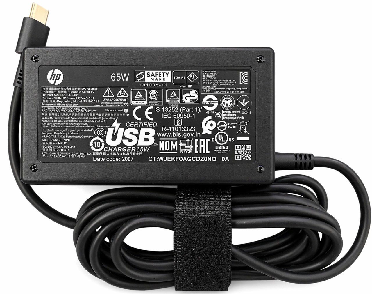 1P3K6A6 -  65W USB-C AC Adapter Charger for for Chromebook Spectre EliteBook ProBook X360 / Elite x2 1012 G2 / Pavilion X2 / Envy X2