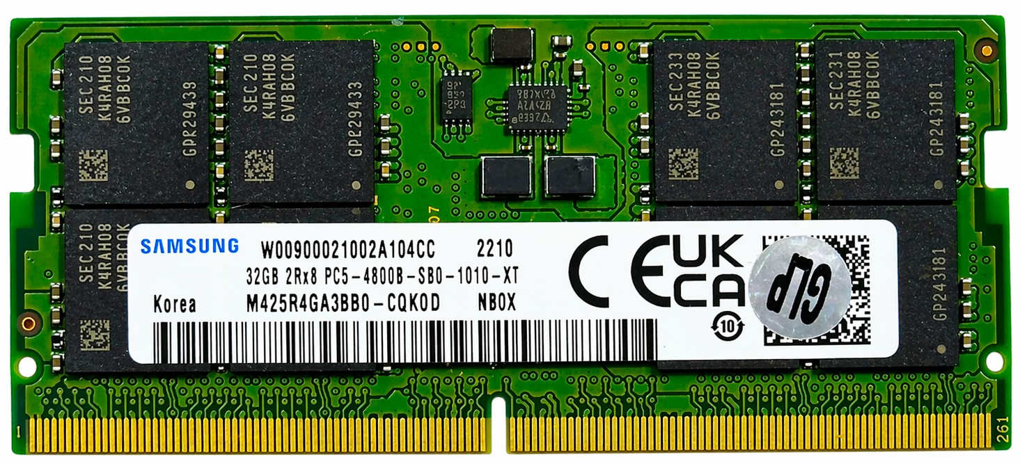 M425R4GA3BB0-CQK0L - 32GB DDR5-4800 PC5-38400 CL40 1.1V 262-Pin 2Rx8 SODIMM Laptop Memory RAM