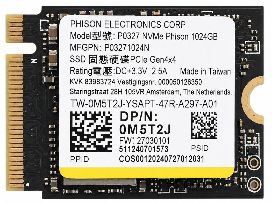M5T2J - 1TB PCIe NVMe M.2 2230 Gen4x4 Solid State SSD
