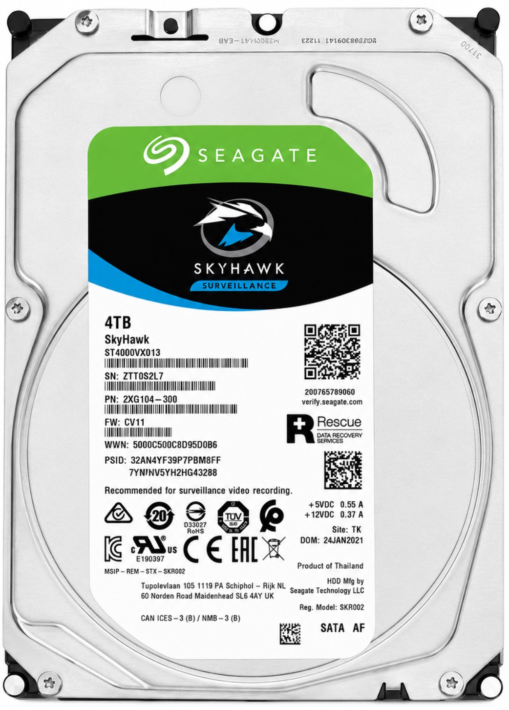 2XG104-300 - 4TB 5.4K RPM 256MB Cache 3.5" SATA 6Gb/s Hard Drive for Desktop / NAS / DVR / NVR / Surveillance Systems