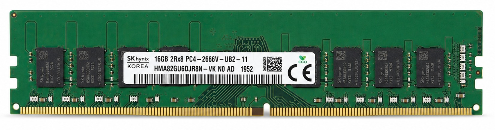 HMA82GU6CJR8N-VK - 16GB 2Rx8 PC4-2666V DDR4-21300 Non-ECC Unbuffered UDIMM Desktop Memory Module