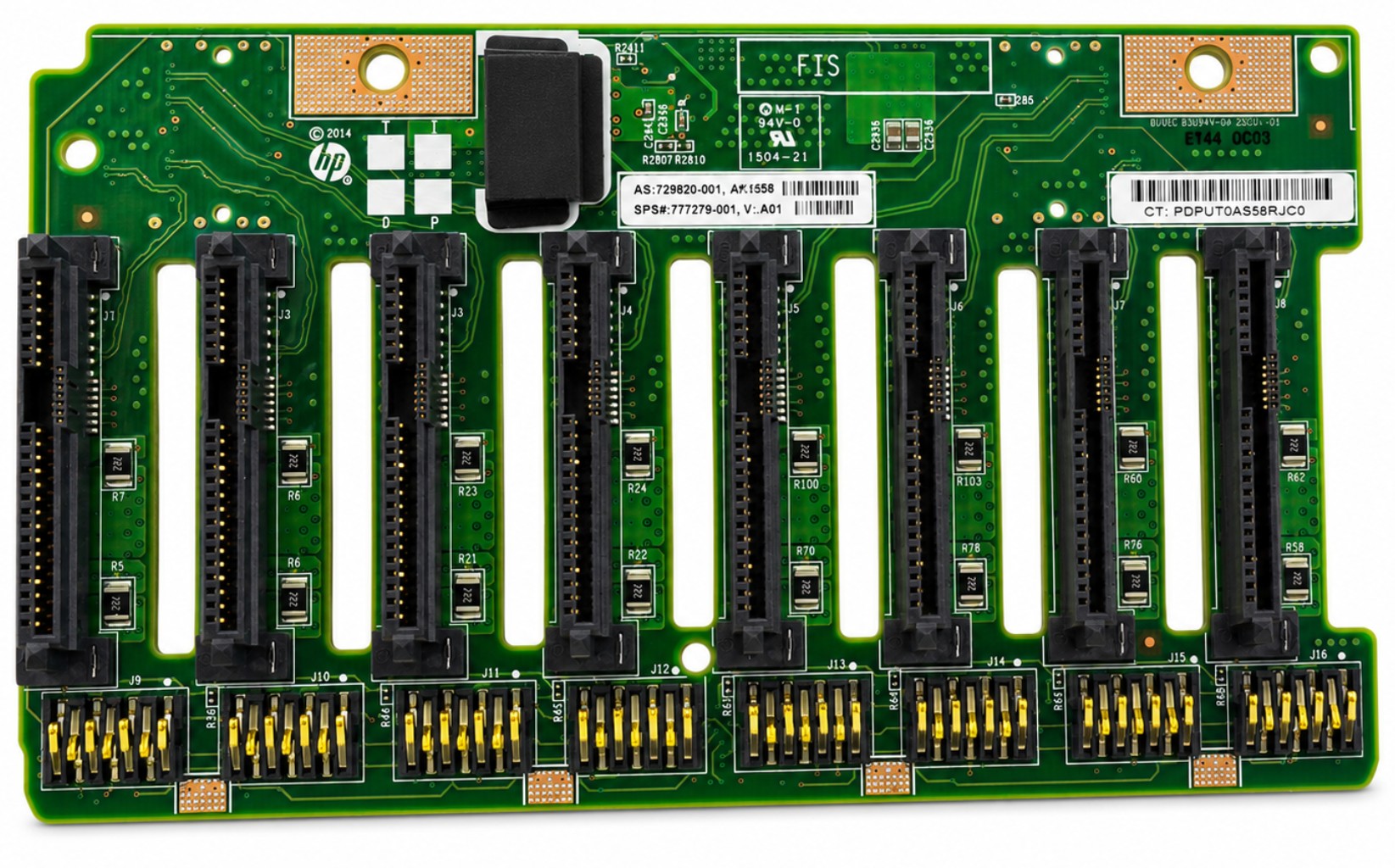 729820-001 - 8-SFF 2.5 12G SAS SATA Backplane Board for ProLiant DL380 Gen9 DL180 Gen9 ML350 Gen9