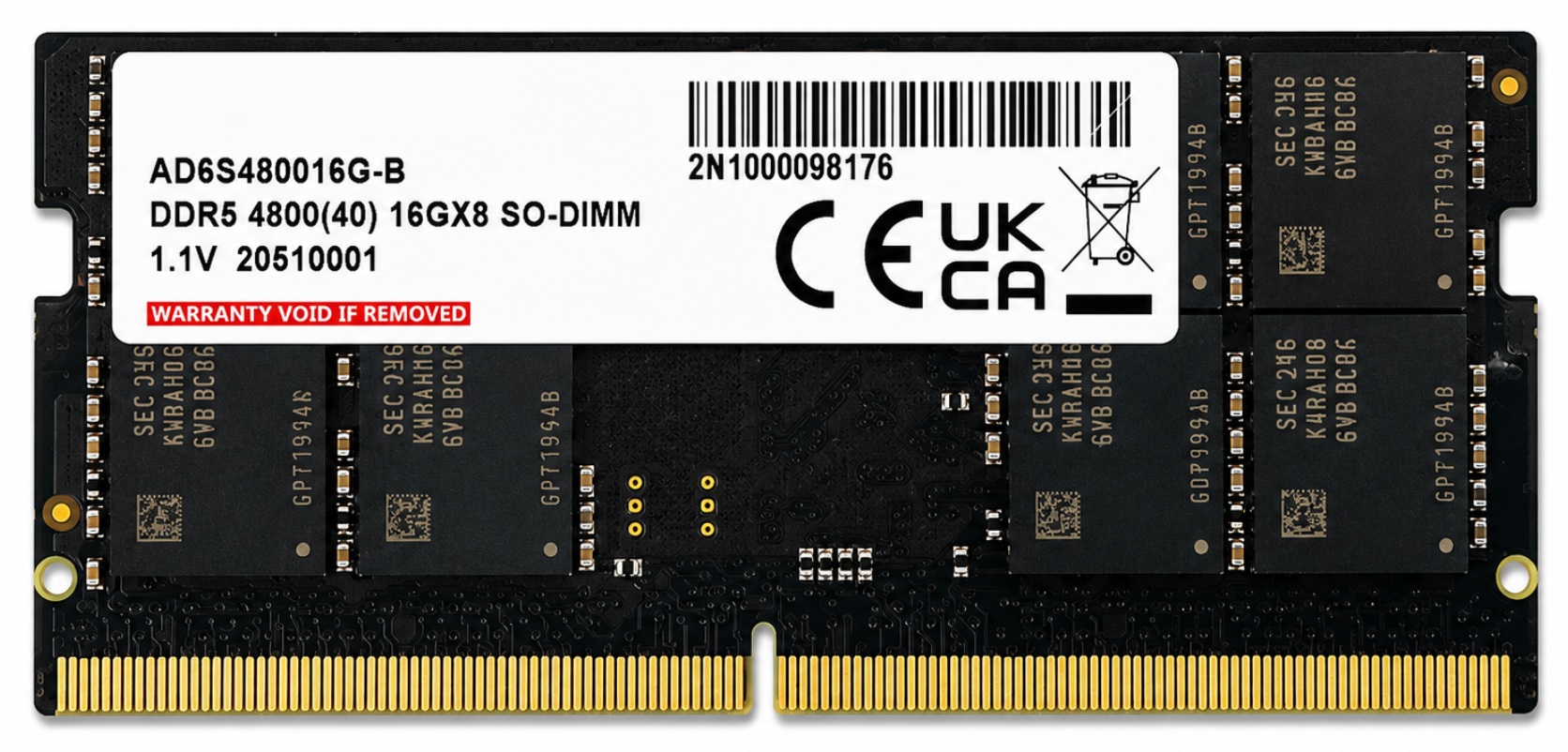 AD5S480016G-S  - 16GB 1Rx8 PC5-4800B SODIMM Laptop Memory