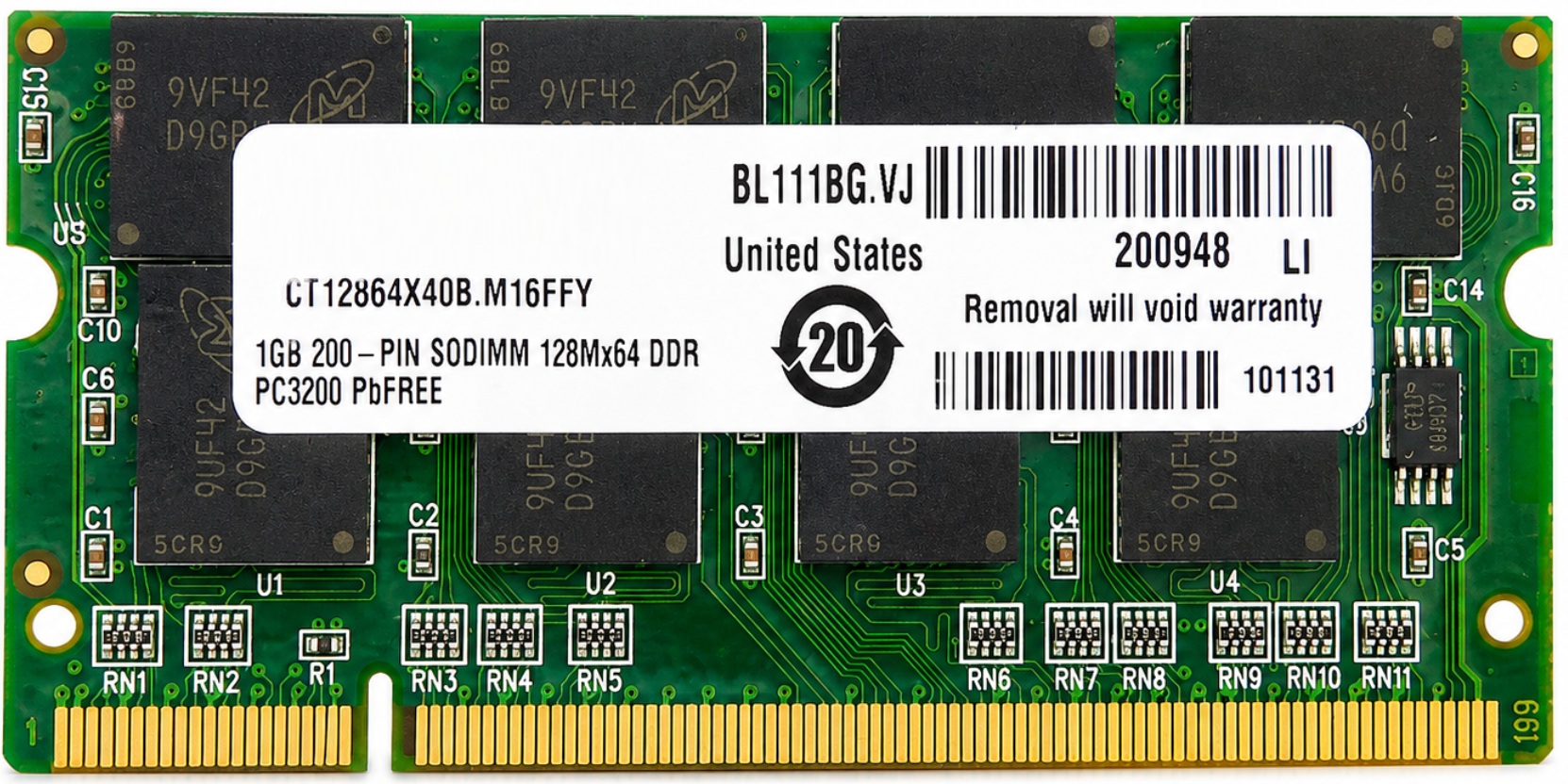M470L2923BN0-CCC - 1GB 400Mhz PC3200 DDR DDR1 200-Pin SO-DIMM Laptop Memory RAM Module