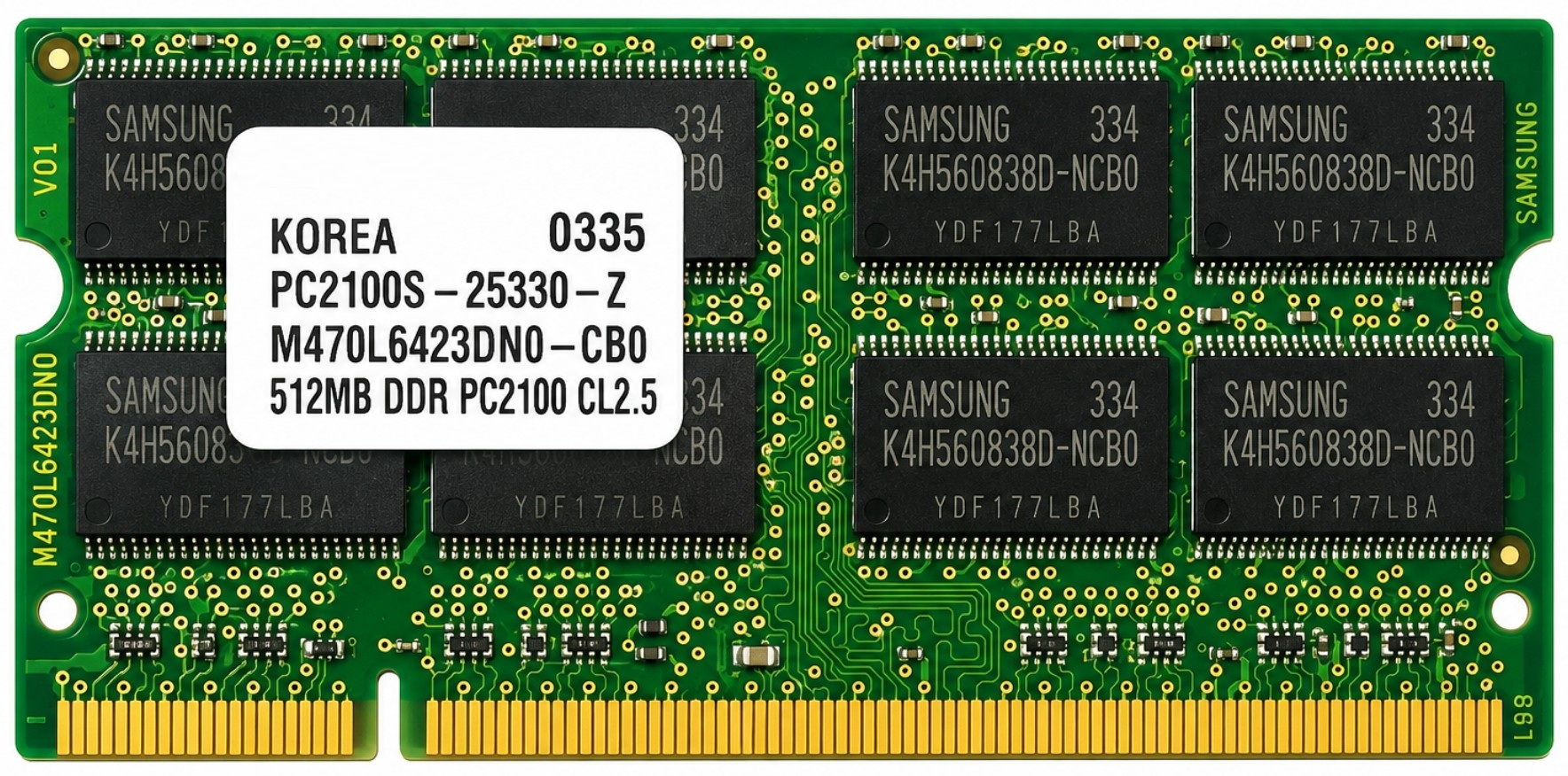 M470L6423CK0-CA0 - 512MB 266MHz PC2100S DDR SDRAM 200-Pin SO-DIMM Laptop Memory