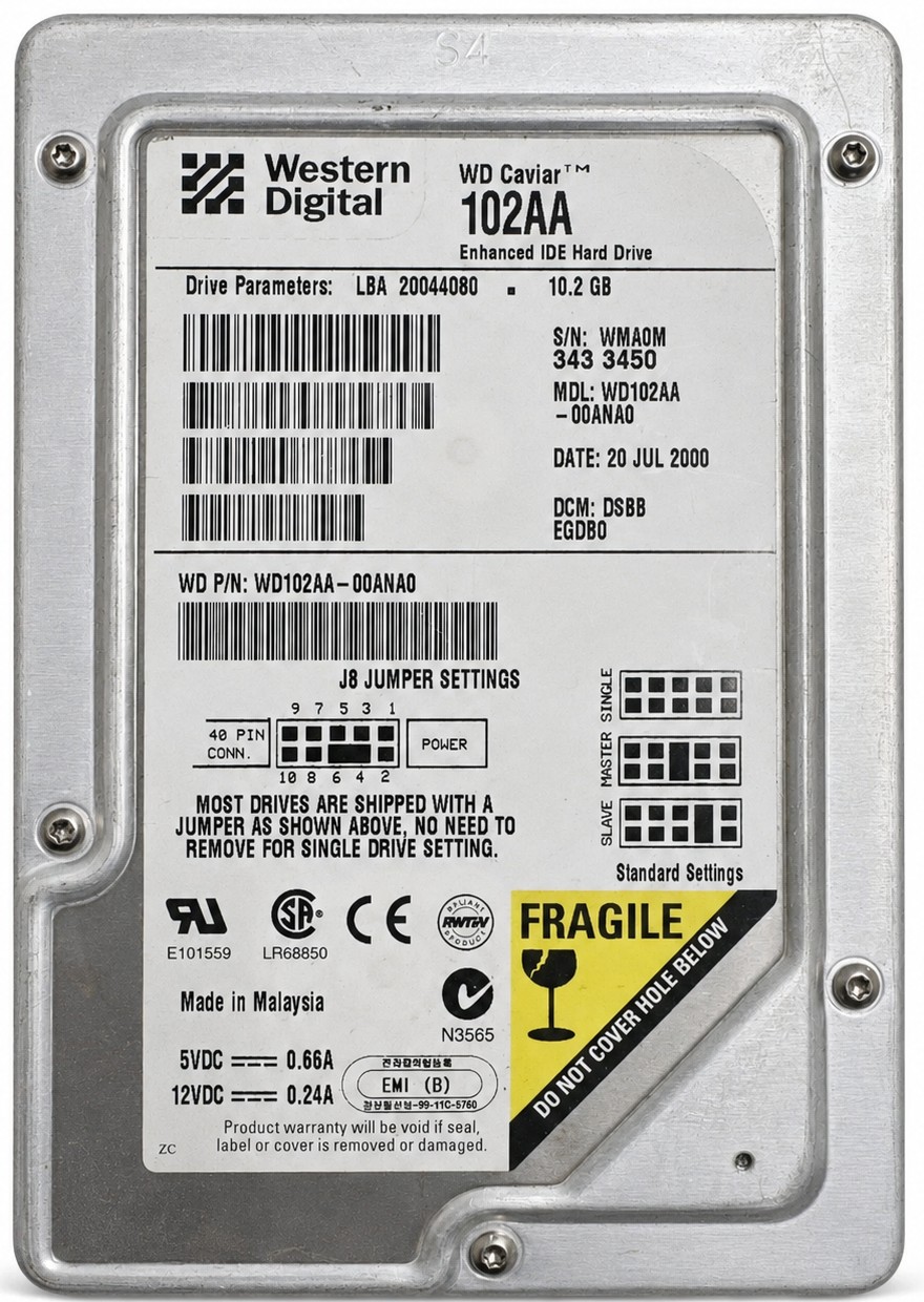 WD102EB - 10.2GB 5.4K RPM IDE 3.5" Hard Disk Drive (HDD)