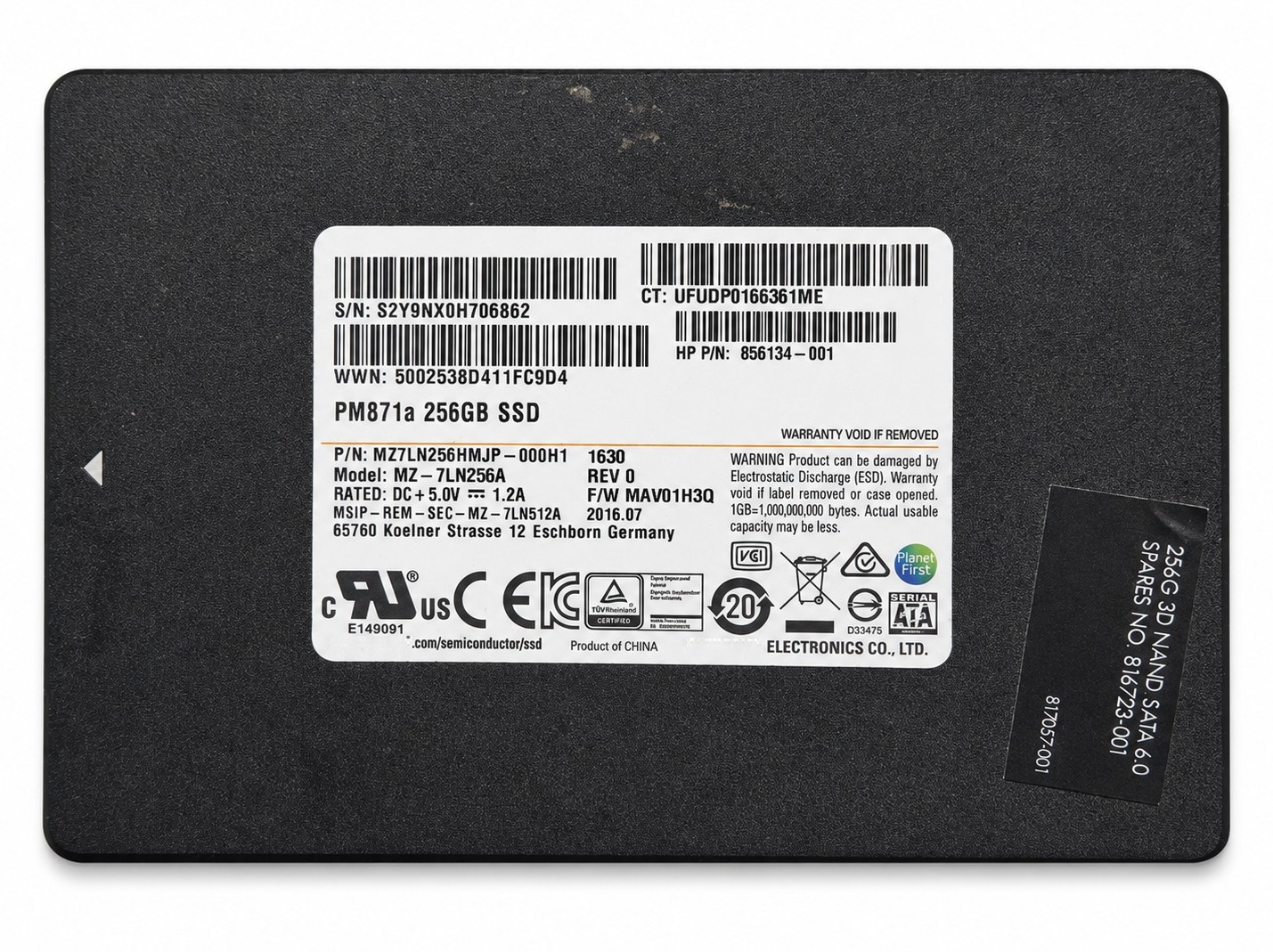 MZ7LH256HAJD-000L7 - 256GB SATA 7mm 2.5" Solid State Drive SSD for Laptop Desktop Workstation