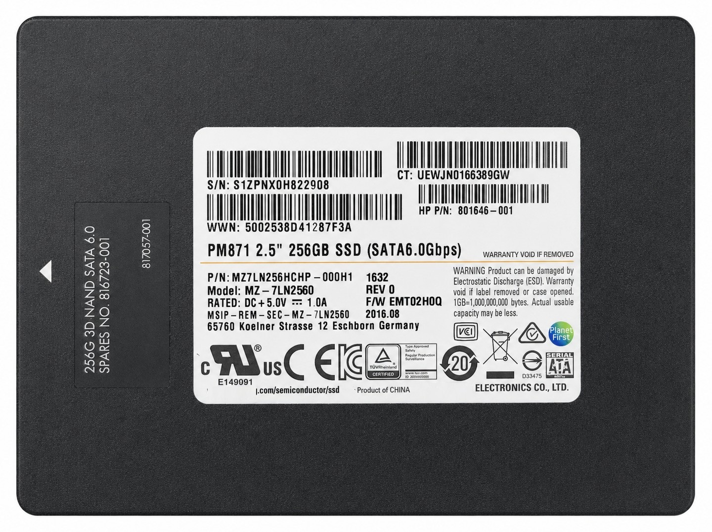 MZ7TY256HDHP - 256GB SATA 7mm 2.5" Solid State Drive SSD for Laptop Desktop Workstation
