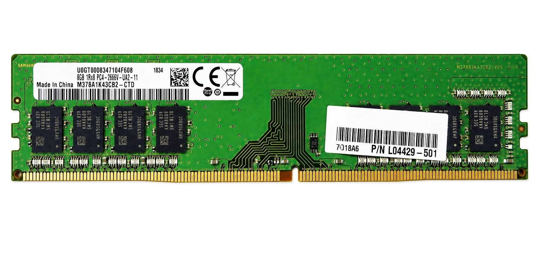 M378A1K43CB2-CTD - 8GB 1Rx8 PC4-2666V DDR4-2666 1.2V CL19 Non-ECC 288-Pin UDIMM Desktop RAM Memory Module