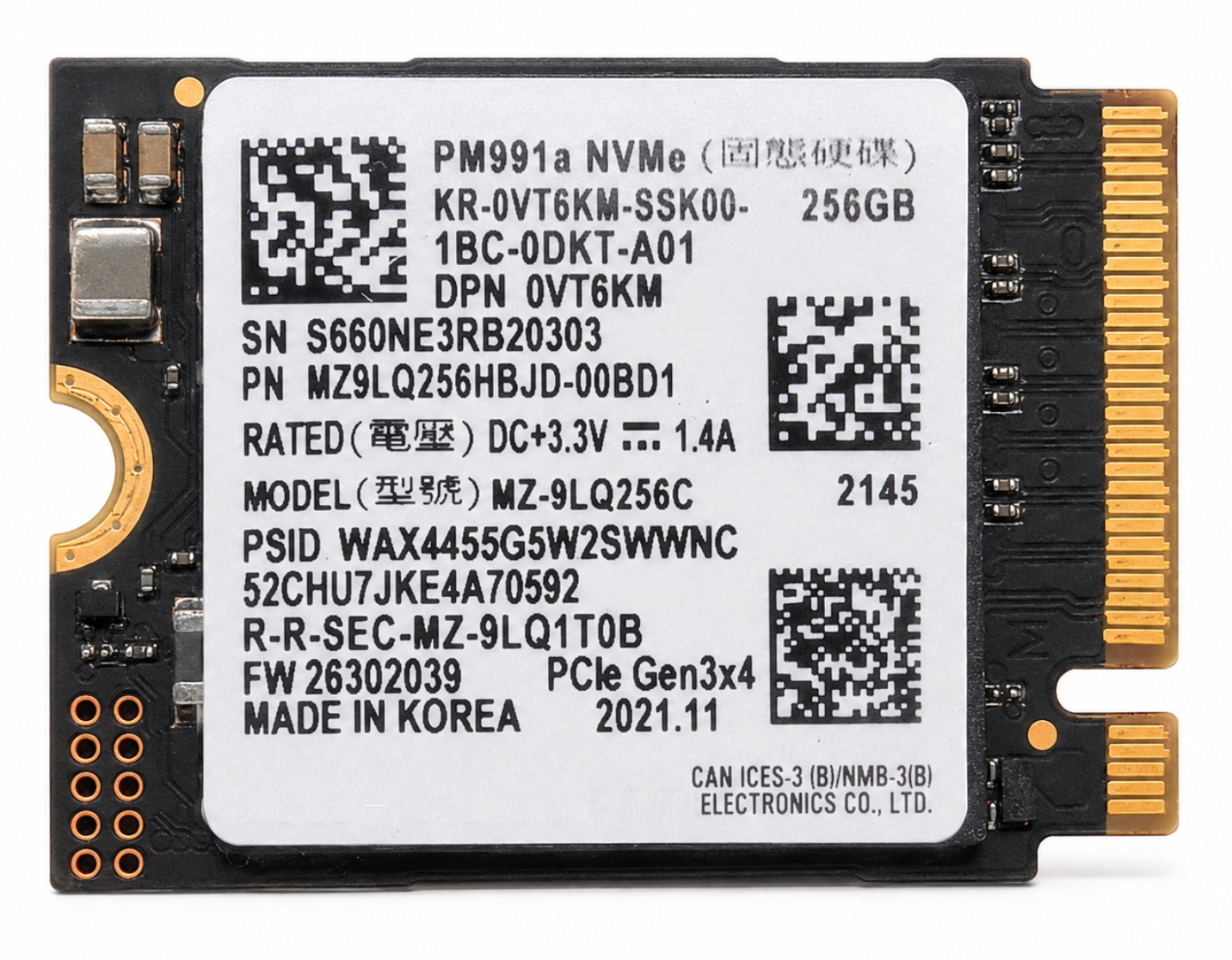 MZ9LQ256HBJD-00B00 - 256GB M.2 2230 PCIe NVMe Gen3 SSD for Laptops Tablets Handheld Gaming PCs and Mini PCs